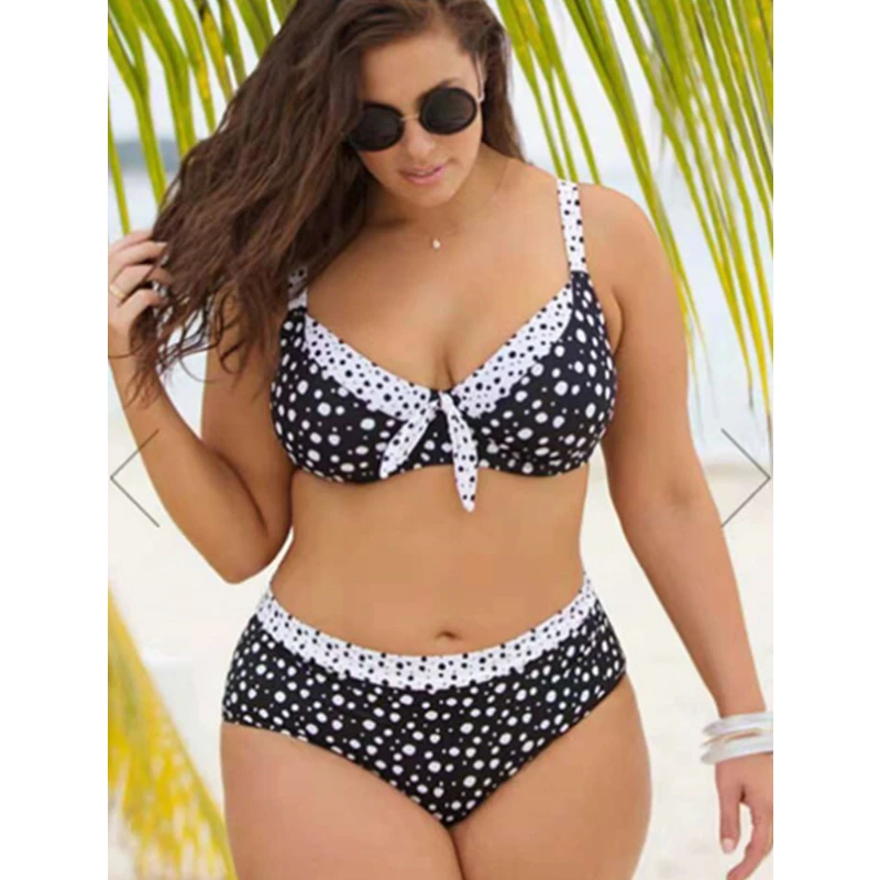 

Hot Spring Swimsuit Women's Retro Polka Dot Bikini Sexy Large Size Split Conservative Slim Ladies Swimwear