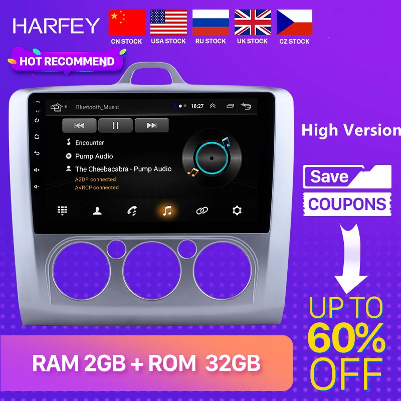 Головное устройство Harfey для автомобиля 2 ГБ + 32 GPS Android 8 1 9 '' Bluetooth