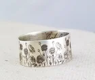 Кольцо для вдохновения на заказ, аксессуары для природы, кольцо с цветочным рисунком для рукописного письма, смешанное металлическое кольцо, кольцо Ranunculus