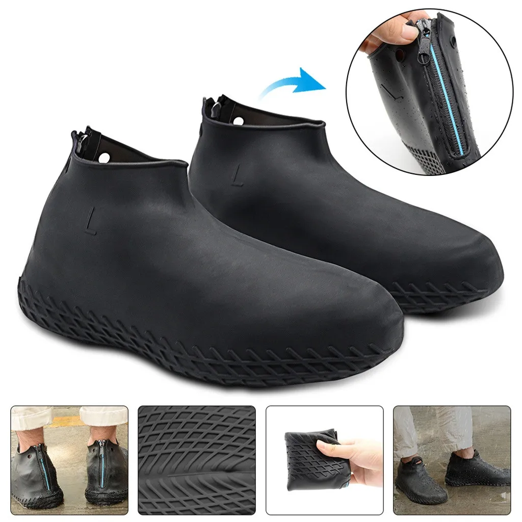 Водонепроницаемый силиконовый нескользящий чехол для обуви на молнии