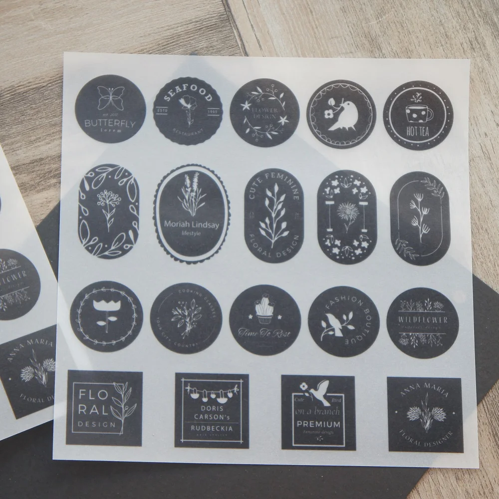 6 листов/партия 16 5*16 5 см Сделай Сам белый черный цветочный логотип бумажный