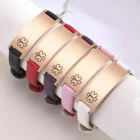 Бесплатная гравировка медицинского оповещения ID браслеты для женщин, Настраиваемые регулируемые кожаные браслеты с цепочкой для беспокойства диабета типа 2