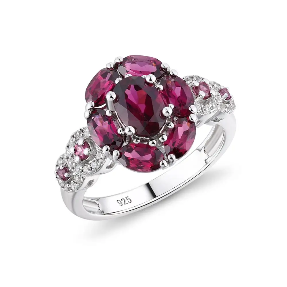 

GZ ZONGFA Top Quality Fine Jewelry Natural Rhodolite Gem 925 Sterling Silver Engagement Wedding Ring For Women