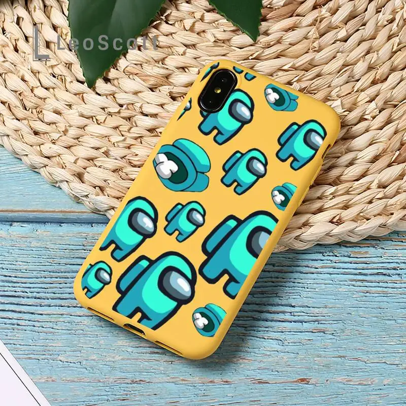 

among us game Phone Case Yellow Candy Color for iPhone 11 12 mini pro XS MAX 8 7 6 6S Plus X SE 2020 XR