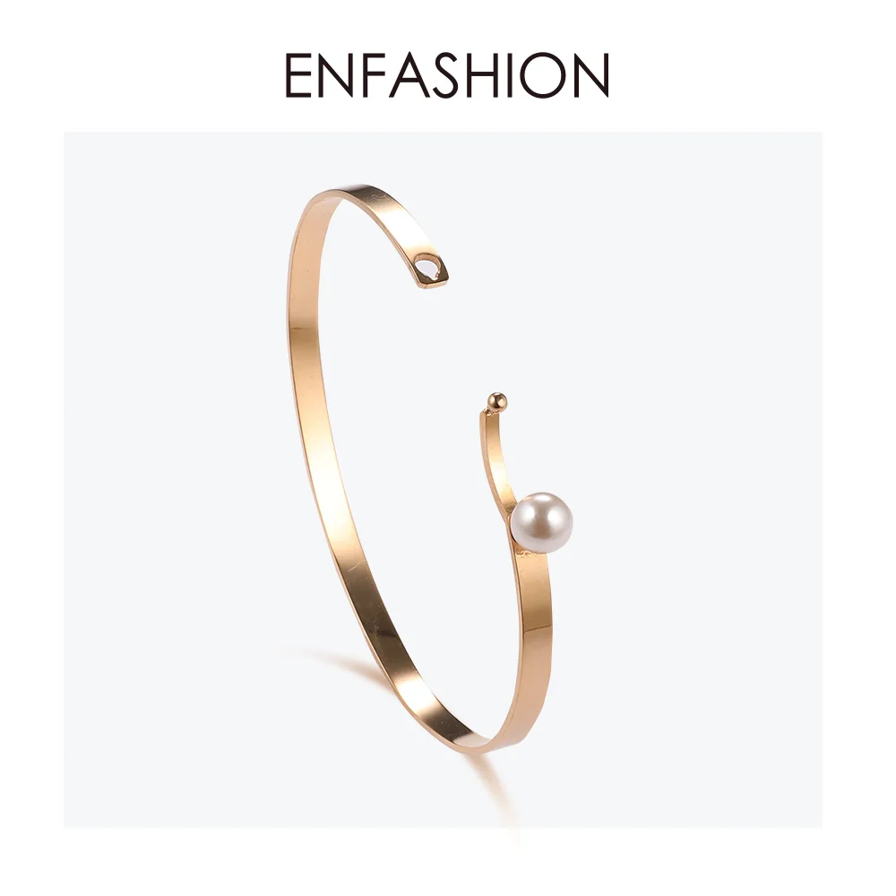 ENFASHION, жемчужная шаровая манжета, браслеты для женщин, золотой цвет, нержавеющая сталь, элегантный браслет, модное ювелирное изделие, женские подарки B2051 - Окраска металла: Rose gold color