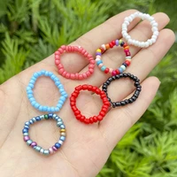 ethnic multi type colourful irregular beaded rings for women ladies arcylic geometric index finger rings bohemia accessories