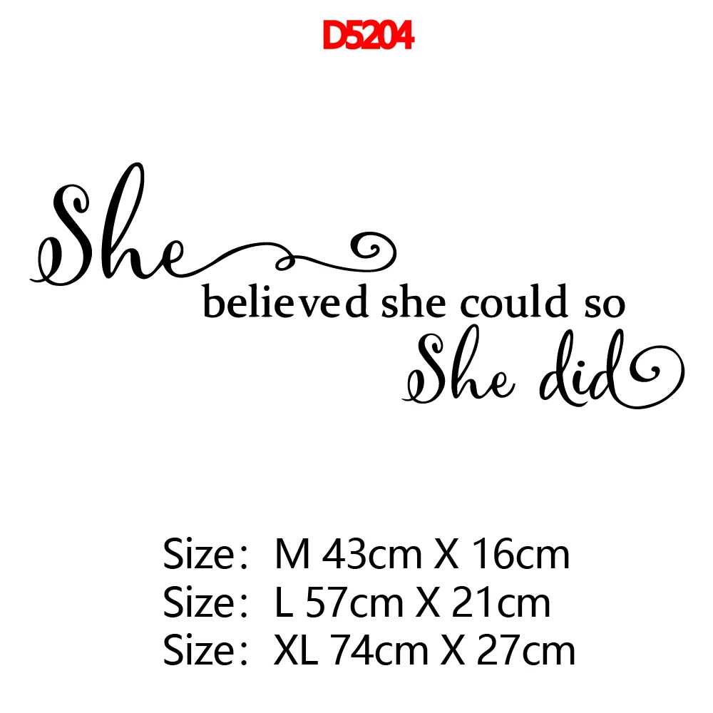 NEW she believed could so did Sticker Waterproof Vinyl Wallpaper Home Decor vinyl Stickers Decoration Accessories Murals | Дом и сад