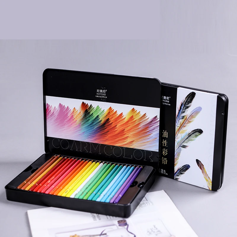 

NYONI 12/24/36/48/72/120 Colors Colored Pencils Oil-based Lapis De Cor Professional Soft Core Art Supplies