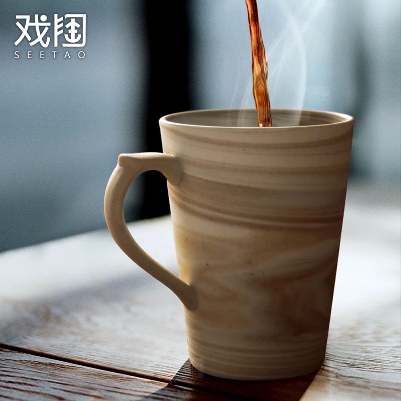 Japanese Style Simple Mug Couple with Lid Cup Coffee Stoneware Personalized Have A Nice Day MK666 | Дом и сад
