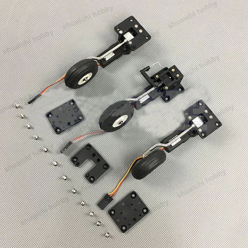 Engranaje de aterrizaje retr&aacute;ctil electr&oacute;nico para Dron RC, Agujero del eje de direcci&oacute;n de Metal de 3mm, di&aacute;metro de rueda Horizontal/Vertical de 38mm, 90 &deg;, 25g, 1 Juego-1