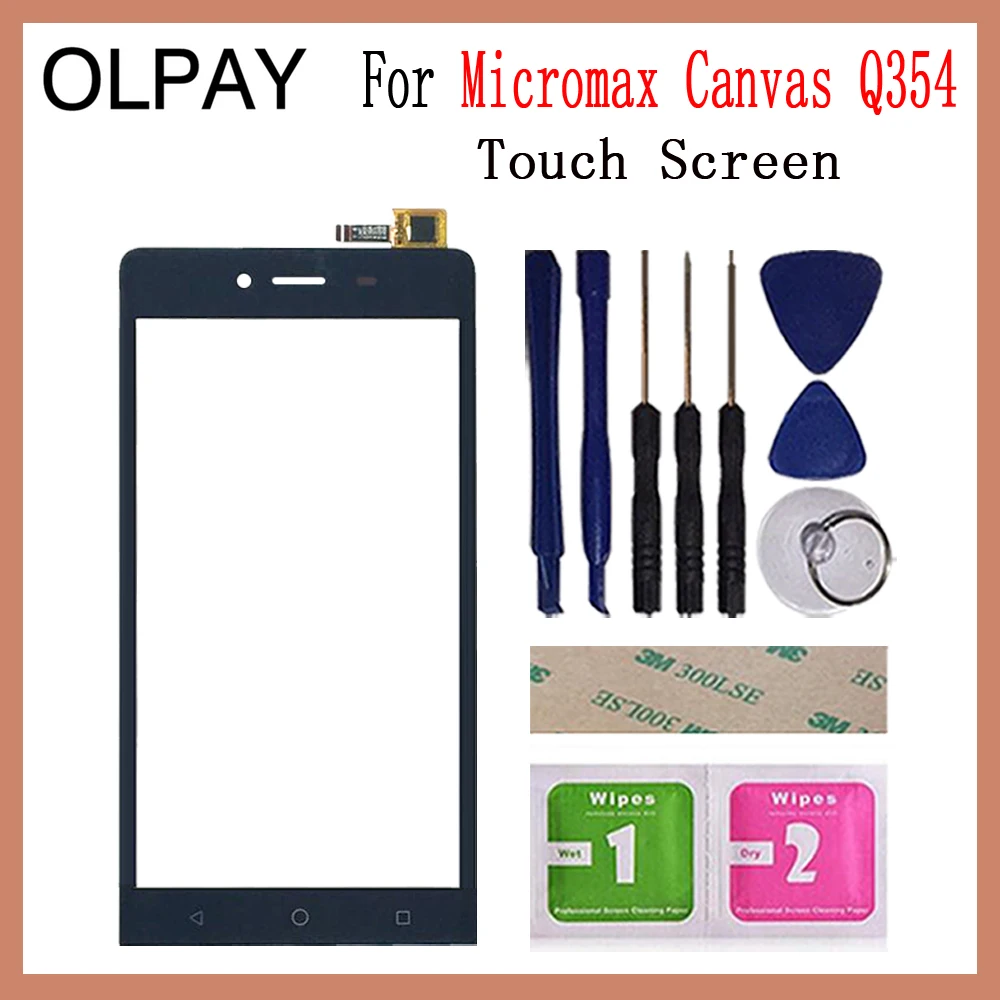 5," дюймовый сенсорный экран для Micromax Bolt Q354 сенсорный экран стекло дигитайзер панель объектив сенсор стекло Бесплатный клей+ салфетки