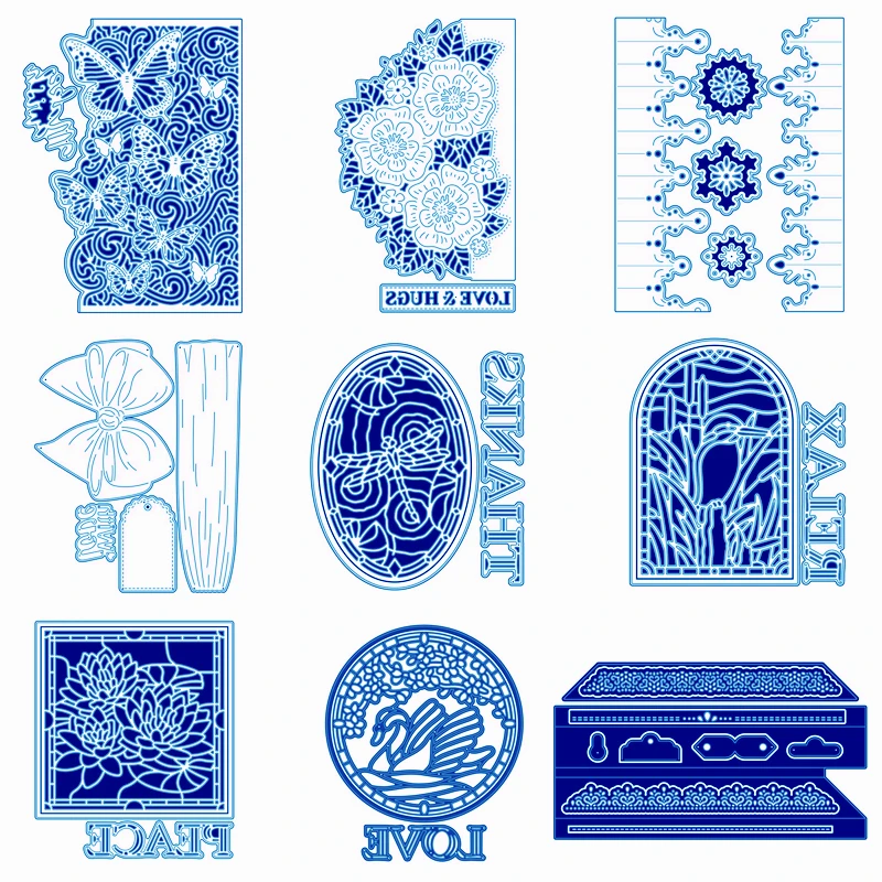 Пустотелые Бабочки птица края 3D рамка цветок металлические режущие штампы для