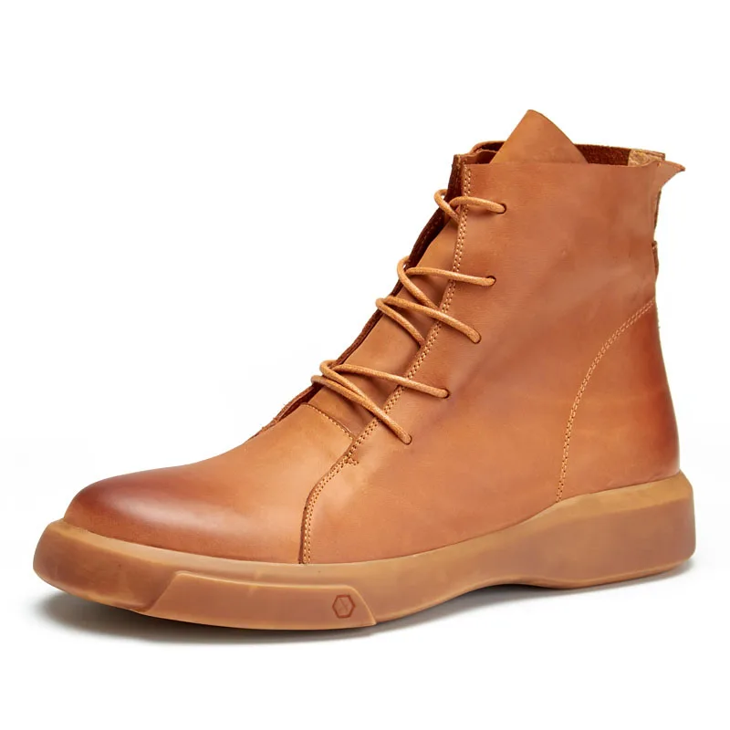 

Autumn Desert Shoes Autumn Winter Military Boots Round Chelsea Roots Men Zipper Cowhide Thick bottom Free Shipping Big Size