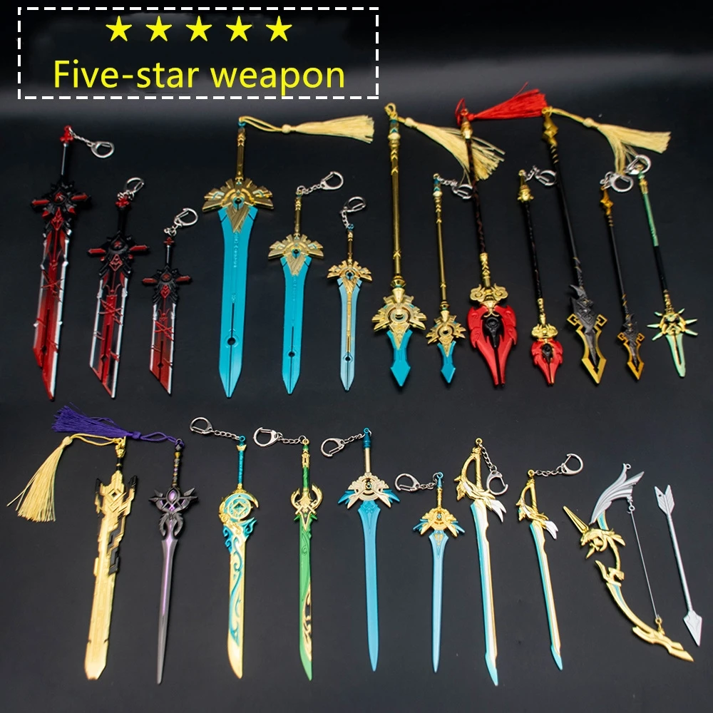 

Genshin Impact Sword Keychains Genshin Cosplay Various Weapons 17cm 21cm Skyward Blade Key Rings Gifts Collections Wholesale