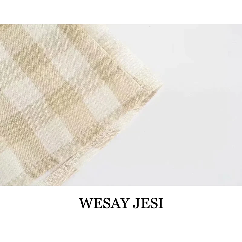 

WESAY JESI Za Women's Clothing 2021 Summer Party Dress Woman Fashion Sexy Dresses Chic Backless Sleeveless Plaid Print Sundress