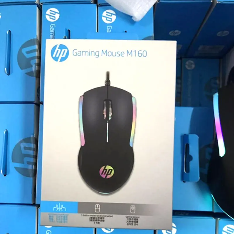 M160 Рекламный подарок RGB Мышь hp USB Проводная игровая мышь M160 оптическая dpi 1000 3D эргономичная геймерская мышь для компьютера ноутбука - Цвет: M160