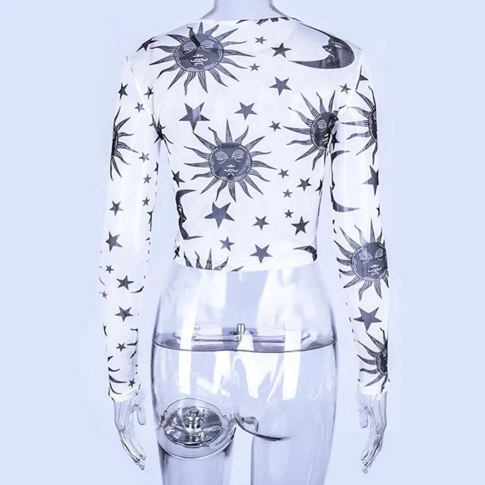 Летняя женская футболка 2019 модные сетчатые прозрачные сексуальные топы с