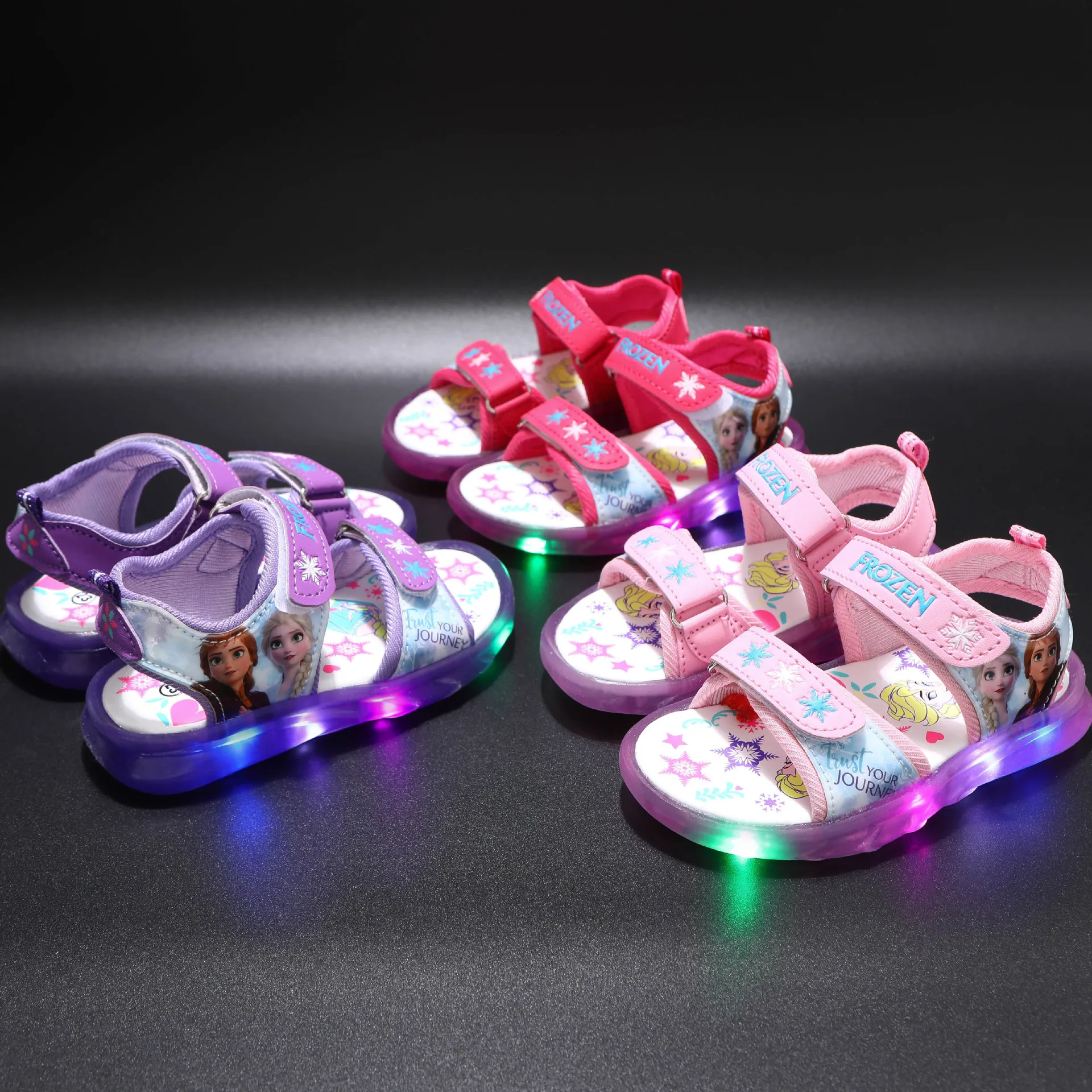 

Frozen Princess Children Casual Shoes Hot Sales Glowing Girls Sandals Disney Brand High Quality Noble Elegant Kids Sneakers