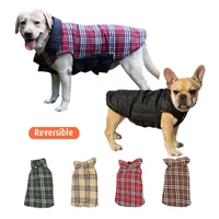 windproof reversible plaid pet vest winter for furry collar coat warm pet apparel dog jacket for small medium large dogs clothes