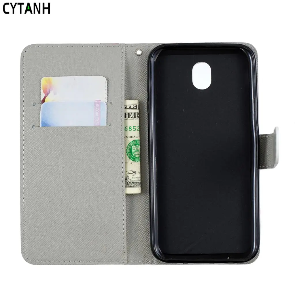 PU Leather Flip Cover Wallet Case For Samsung Galaxy J330 Cases 3D Flower Women Men Coque Funda J3 2017 J330F SM-J330F | Мобильные