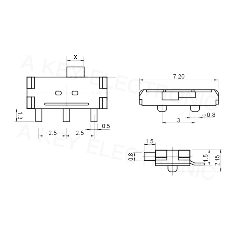 Мини-переключатель 30 шт. MSKT-12C03 1P2T SPDT 3-контактный SMD SMT микро-переключатели боковые