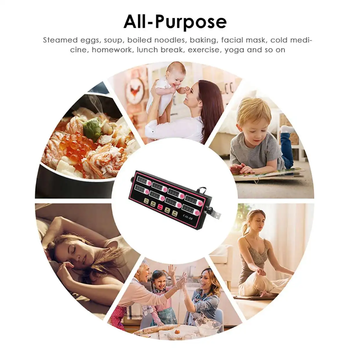 Kitchen Timer Digital Cooking Timing LCD Display Clock Shaking Reminder Commercial Restaurant 8 independent Channel | Дом и сад