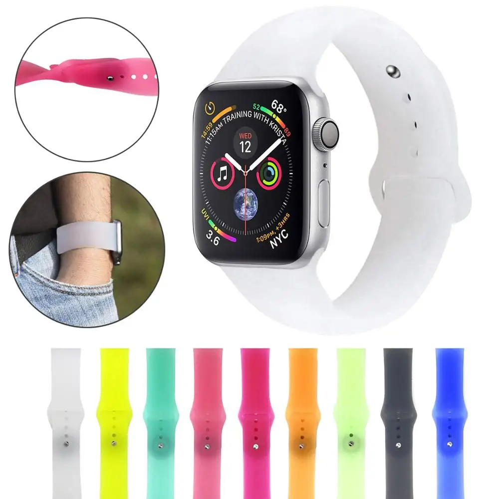 Силиконовый мягкий спортивный ремешок для 44 мм 40 38 42 Apple Watch series 5 4 3 2 резиновый