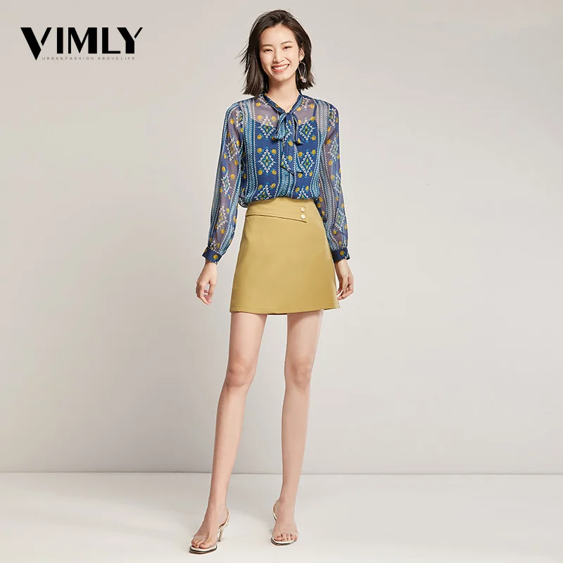 Vimly женская элегантная шифоновая блузка с принтом весна-осень женские прозрачные