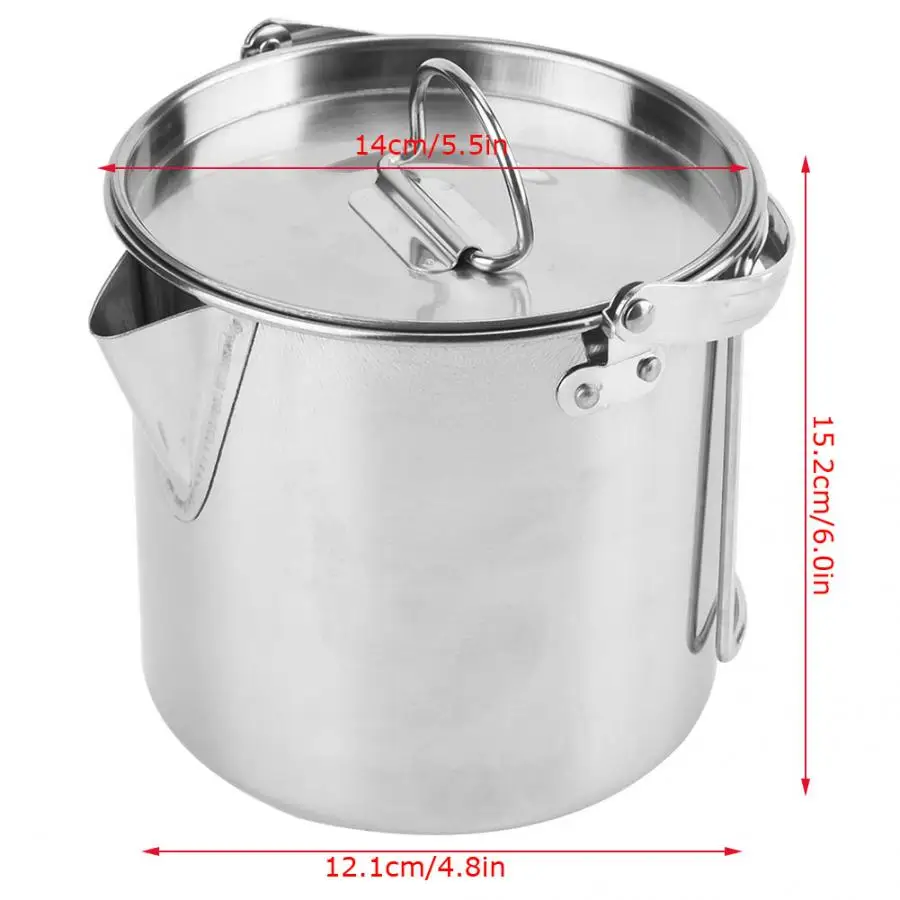 

Ultralight Portable 1.2L Outdoor Stainless Steel Kettle Cookware Coffee Tea Picnic Camping Pot for Outdoor Picnic