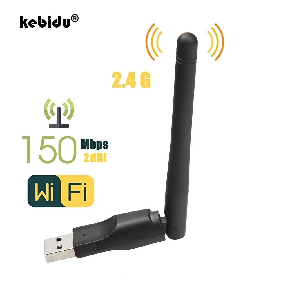 Kebidu USB 2,0 WiFi беспроводная сетевая карта 150M Mini Wi-Fi Dongle 802,11 b/g/n LAN адаптер с поворотная антенна для портативных ПК