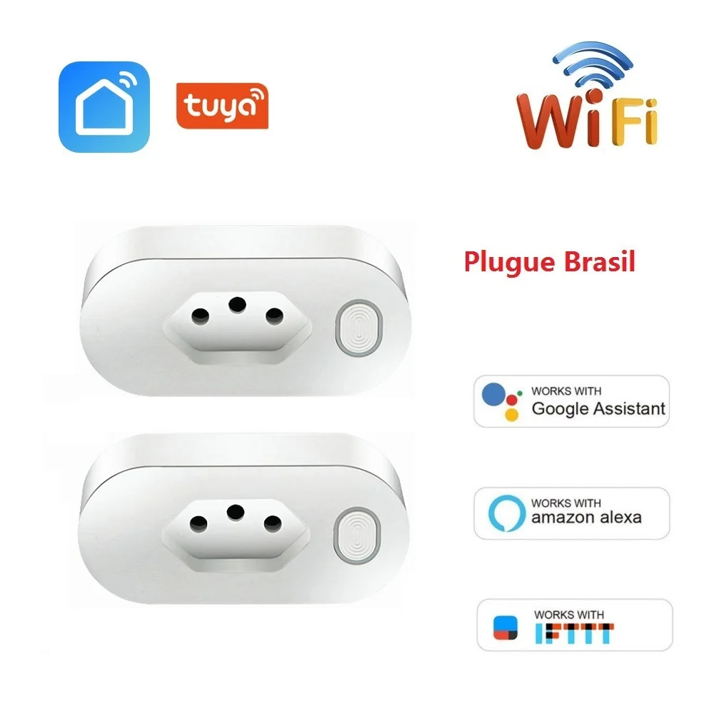 Бразильская Розетка WIFI умная штепсельная вилка BR Беспроводная розетка Smart Life Tuya