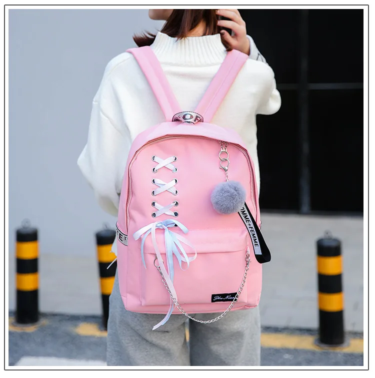 Цепь USB рюкзак женский парусиновый 5 шт./компл. для подростков девочек сумка через