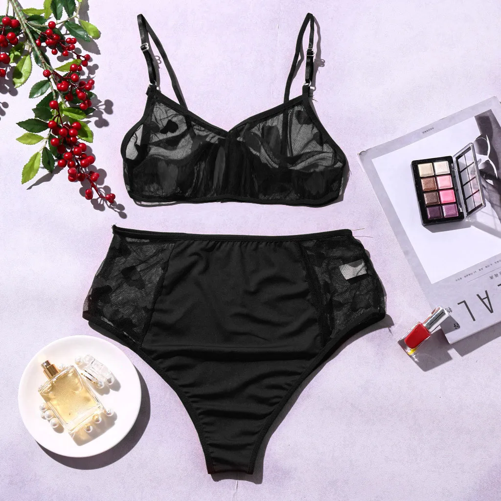 Новый сетчатый кружевной комплект с бюстгальтером женский сексуальный нижнего