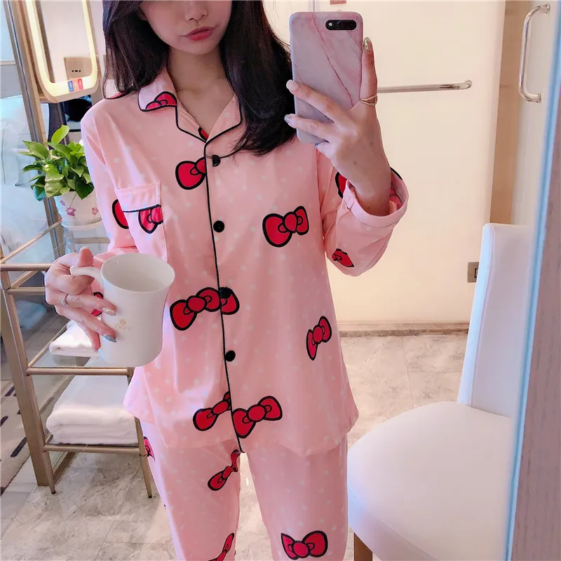 Женская милая одежда для отдыха женская пижама с длинными рукавами на весну и