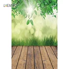 Фотофон Laeacco с изображением листьев травы, деревянного пола, фоны для фотосъемки новорожденных, фотозона