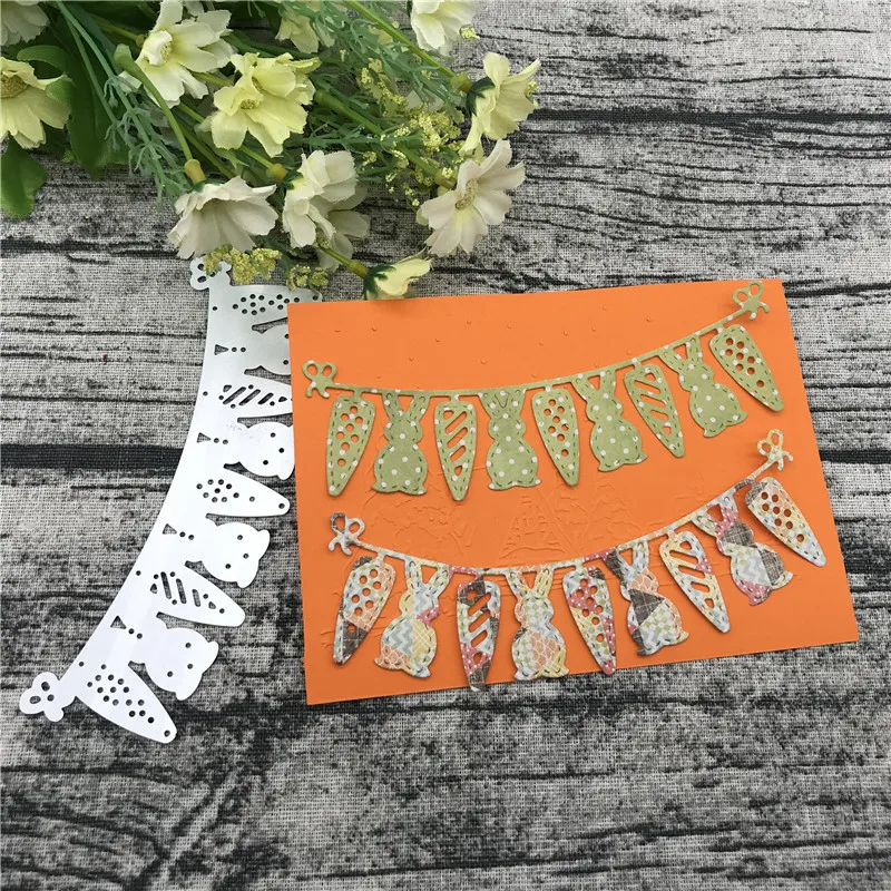 Металлическая высечка Пасхальный кролик морковка баннер скрапбукинг бумага