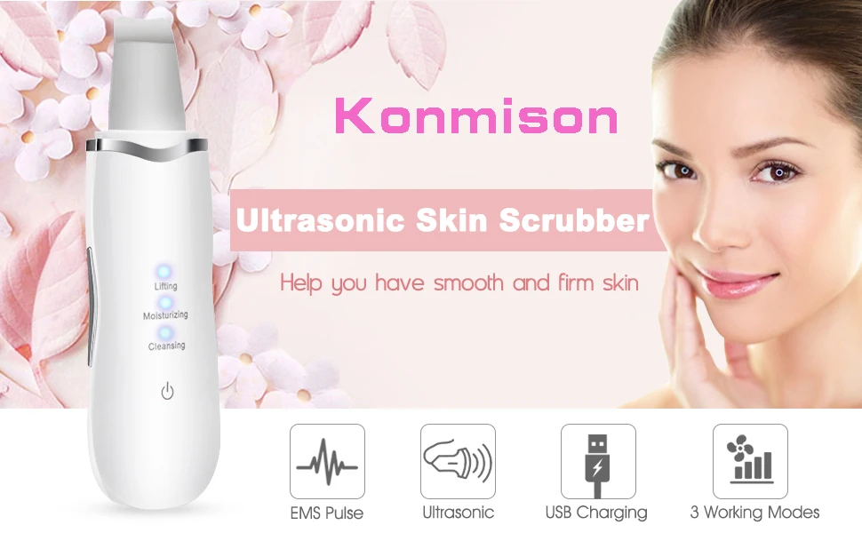 Перезаряжаемый ультразвуковой скребок для кожи лица очиститель пилинг вибрация