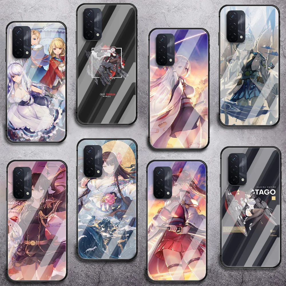 

azur lane Girl Phone Tempered Glass Case Cover For oppo realme find a x c xt gt 2 53 3 6 7 50 11 i Pro 4g 5g Back