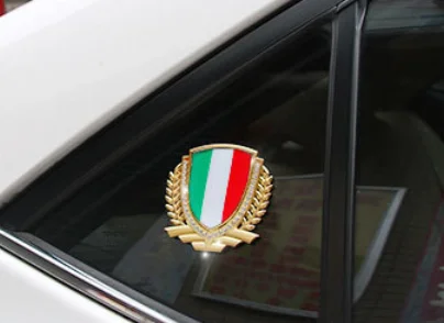 

3D Auto Metal Gold Italy Flag Grain Car Emblem Badges Decals Sticker Automobile Accessories