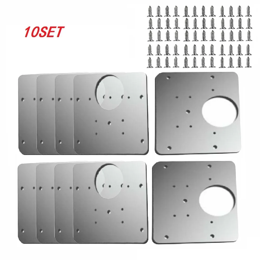 

10 Set Hinge Repair Plate With Screws Stainless Steel Furniture Cupboard Cabinet Table Bed Hardware Mounting Tools Fixed Bracket