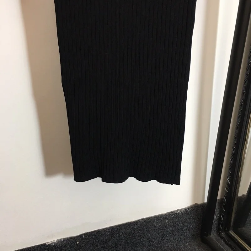 

Solid Color Knit Dress 2021 Spring Summer Women's Casual Sexy Cotton V-neck Long Sleeve Female Dress