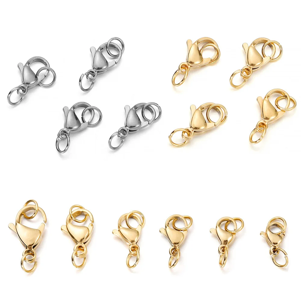 

30Pcs/lot Stainless Steel Gold Plated Lobster Clasp Hooks Connector For DIY Necklace&Bracelet Chain Jewelry Making Accessories