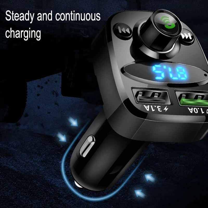 

JINSERTA Bluetooth 5.0 FM Transmitter Modulator Radio Adapter Car Handsfree Call Dual USB Ports 3.1A Charger Mp3 Player