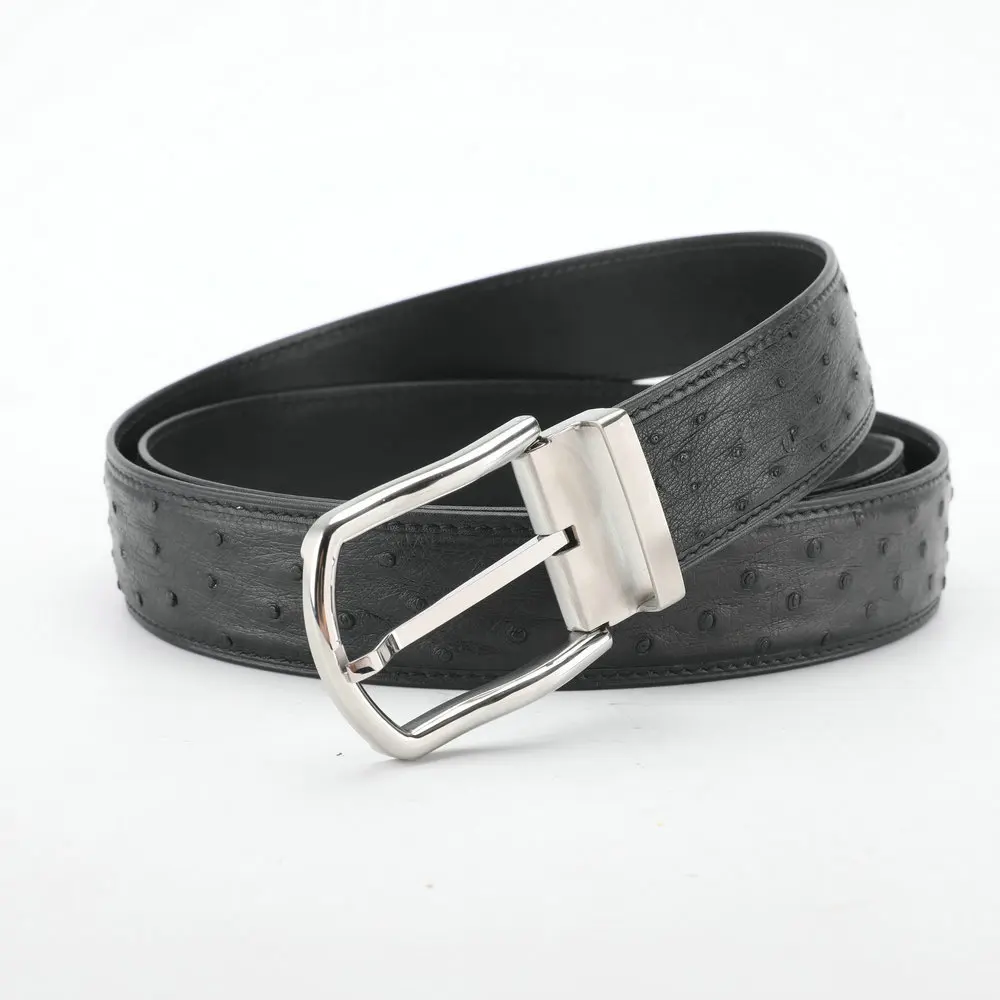 

ostrich genuine leather men's men belt designers buckle high-end leisure fashion luxury free shipping holographic