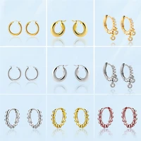fashion retro earrings for women golden silver color piercing round hoop earring luxury fine stainless steel couple jewelry gift