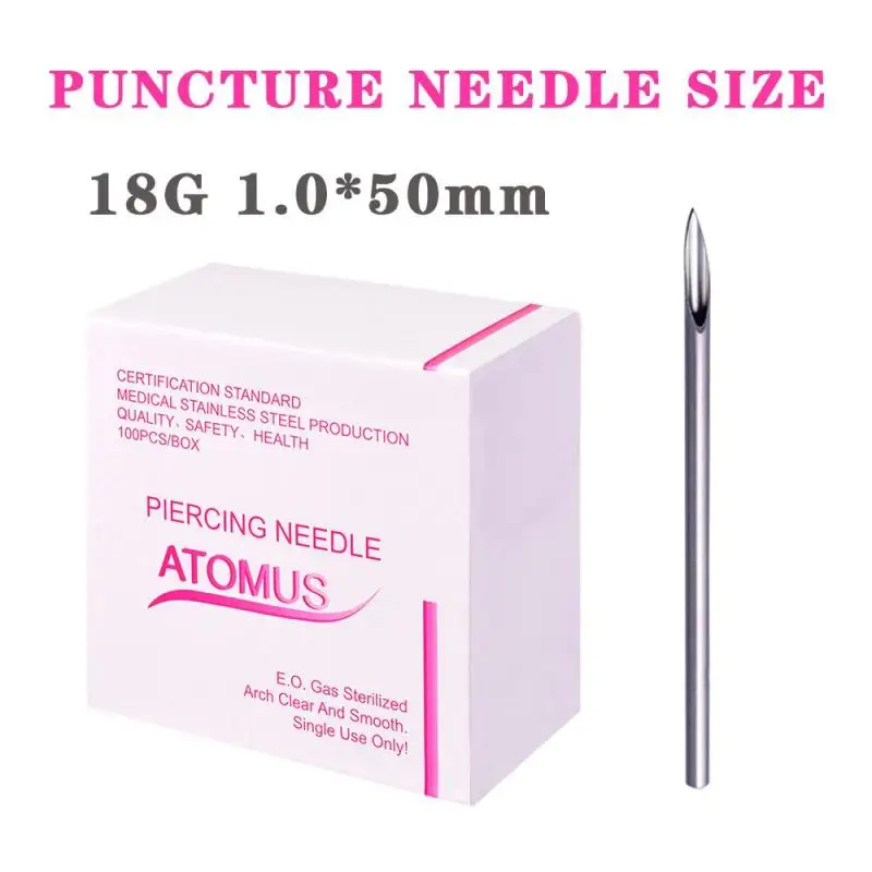Одноразовые Стерильные иглы для пирсинга тела 14 г 16 18 100 шт.|Иглы тату| |