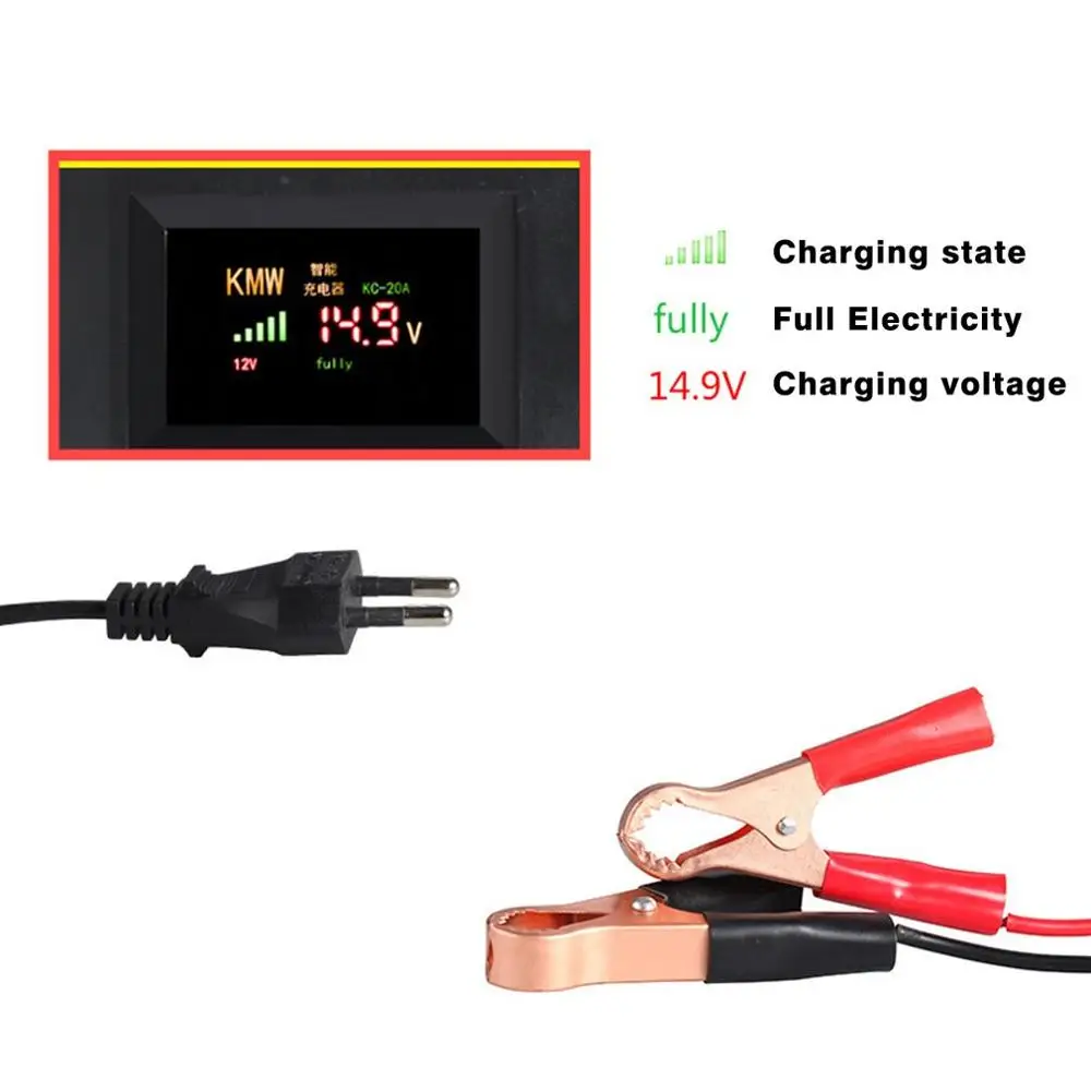 Quick Charger Motorcycle Intelligent 12V 20A Automobile Battery Lead Acid Fast Charging LCD Display Car | Электроника