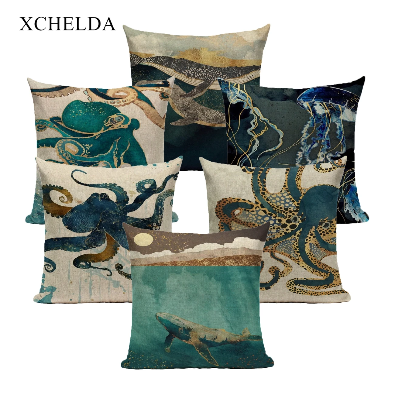 Искусство Медузы КИТ льняная Подушка Чехол для подушки 45*45 40*40 домашний декор на