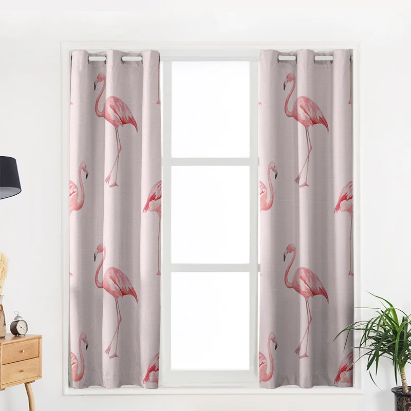 Розовые оконные шторы с фламинго занавески для гостиной кухни Современный