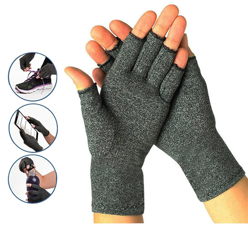 

1 пара Для женщин мужчин хлопок эластичный ручной артрита боли в суставах рельеф перчатки терапии открытыми пальцами компрессионные перчат...